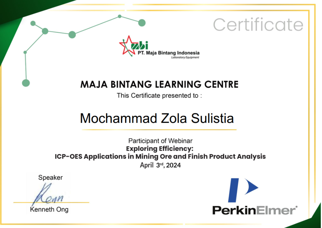 ICP-OES Applications Certificate