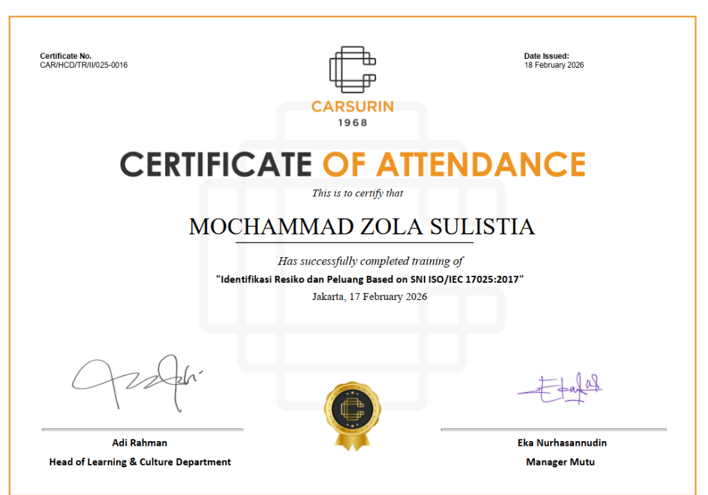 ISO 17025 Risk & Opportunity Certificate